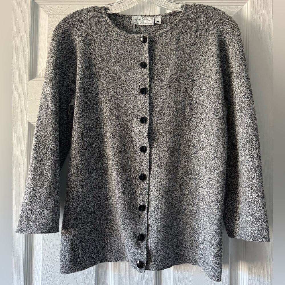 United Knitwear Women’s Medium 100% Cotton Heather Gray Cardigan